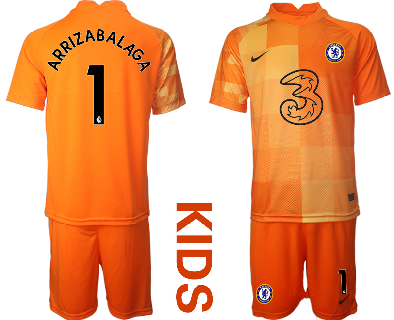 Youth 2021-2022 Club Chelsea orange red goalkeeper #1 Soccer Jersey->customized soccer jersey->Custom Jersey